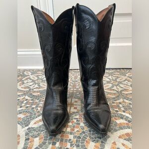 Black Leather Western Cowboy Boots